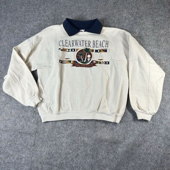 Vintage Too Cool International Sweatshirt L Clearwater Beach Florida Made In USA - Picture 1 of 8
